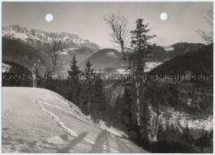 Alpen, Berchtesgadener Land, Blick von der Roßfeldhöhenringstraße auf den Untersberg