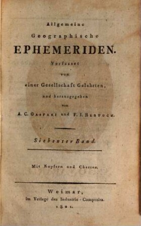 Allgemeine geographische Ephemeriden. 7. 1801