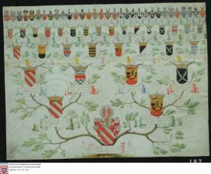 Ahnenprobe des Johann v. u. z. Hattstein. - ausgefertigt 1701 Oktober 10, Pergament