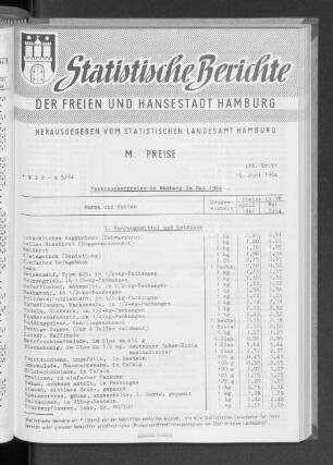 Verbraucherpreise in Hamburg im Mai 1964 : Lfd. Nr. 21