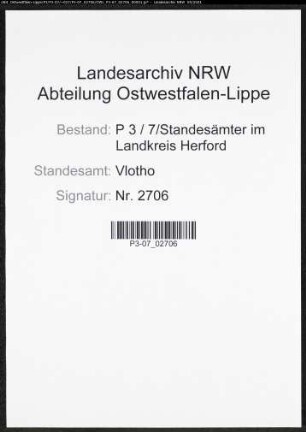 Heiratsregister Standesamt Vlotho