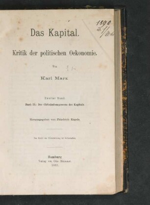 Bd. 2 = Buch 2: Der Cirkulationsprocess des Kapitals