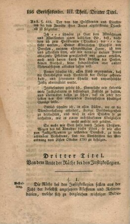 Dritter Titel. Von dem Amte der Räthe bei den Justizkollegien.