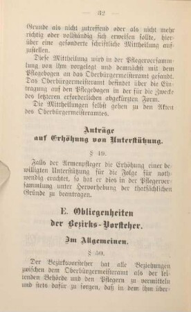 E. Obliegenheiten der Bezirks-Vorsteher.