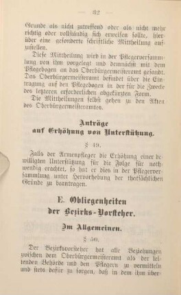 E. Obliegenheiten der Bezirks-Vorsteher.