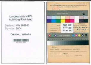 Entnazifizierung Wilhelm Dembon , geb. 31.03.1900 (Bahnsekretaer)