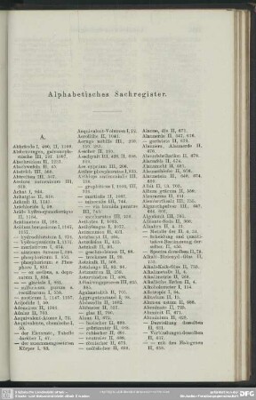 Alphabetisches Sachregister.