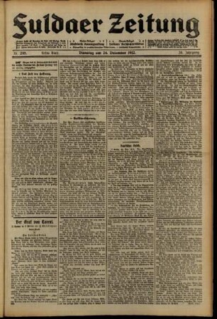 Erste Ausgabe vom Dienstag, den 24. Dezember 1912.