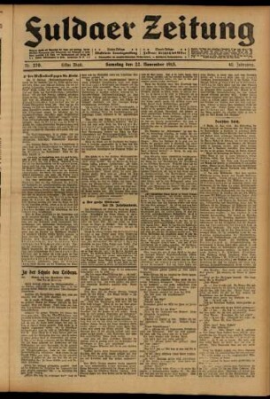Erste Ausgabe vom Samstag, den 22. November 1913.
