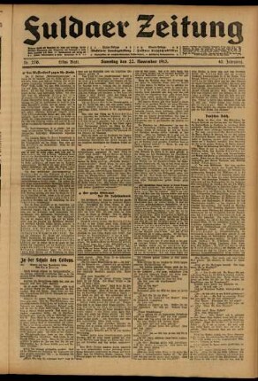 Erste Ausgabe vom Samstag, den 22. November 1913.