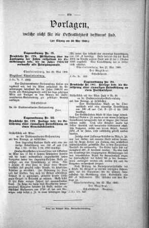 Vorlagen welche nicht für die Oeffentlichkeit bestimmt sind., 30. Mai 1900