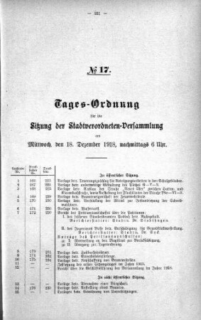 Tages-Ordnung No. 17. (166.178), 18. Dezember 1918