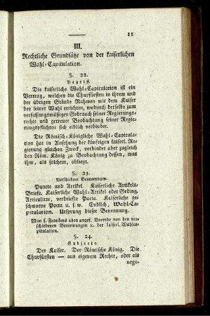 III. Rechtliche Grundsätze von der kaiserlichen Wahl-Capitulation.