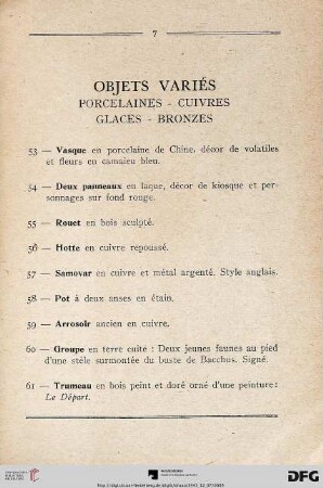 Objets Variés (Nr. 53-65)
