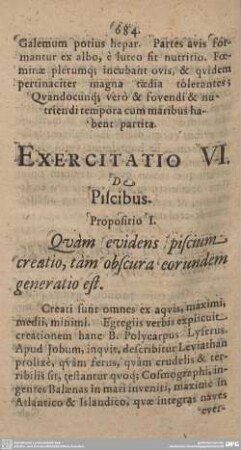Exercitatio VI. De Piscibus.