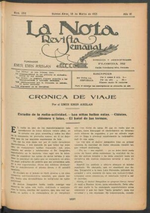 Crónica de viaje : Estudio de la radio-actividad. - Las niñas bailan solas. - Chistes, chismes y latas. - El hotel de las termas.