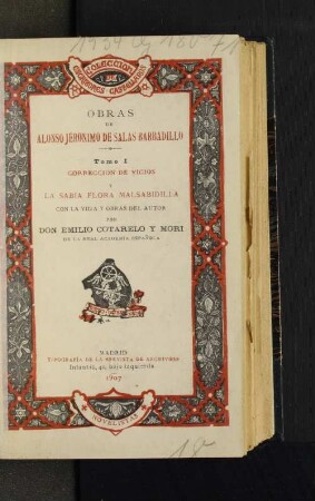 T. 1: Obras de Alonso Jeronimo de Salas Barbadillo : con la vida y obras del autor