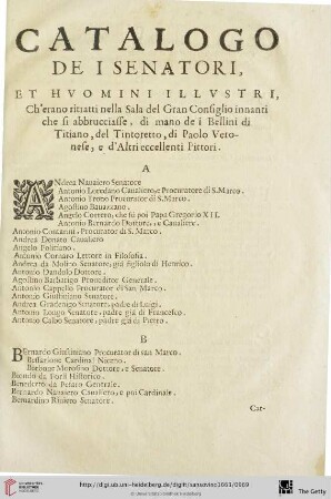 Catalogo dei senatori