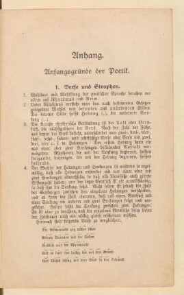 Anhang. Anfangsgründe der Poetik