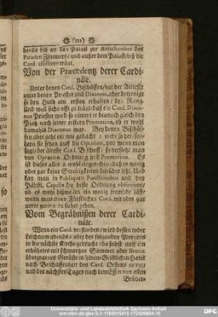 Vom Begräbnißen derer Cardinäle.