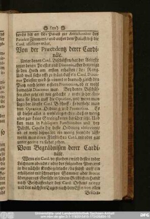 Vom Begräbnißen derer Cardinäle.