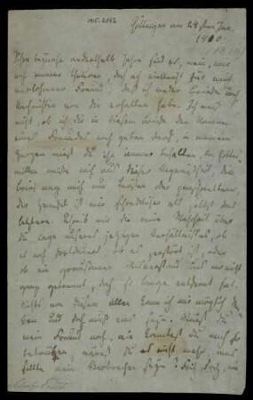 Brief von Ernst Schulze an Unbekannt, Göttingen, 24.1.1810