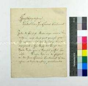 Schreiben der Sophie Charlotte Herzogin von Mecklenburg-Schwerin an einen schwedischen Offizier, Bützow, 24. Dezember 1738. Mit eigenhändiger Unterschrift der Sophie Charlotte Herzogin von Mecklenburg-Schwerin