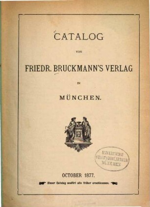 Katalog von Friedrich Bruckmann‛s Verlag in München