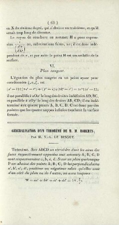 Generalisation d'un théorème de M. M. Roberts.