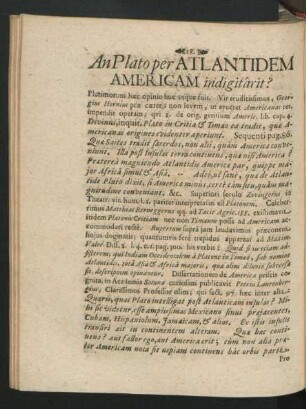 An Plato per Atlantidem Americam indigitarit?