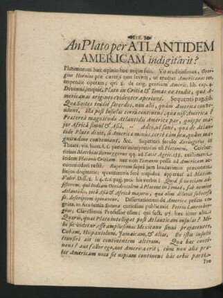 An Plato per Atlantidem Americam indigitarit?