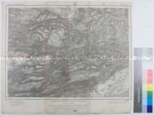 Topographische Karte der Gegend südöstlich von Oltingen zwischen Delemont, Moutier, Wiedlisbach, Liestal, Laufen und Sondersdorf als Bezirk Oberelsass des Reichslandes Elsass-Lothringen, heute in der Schweiz