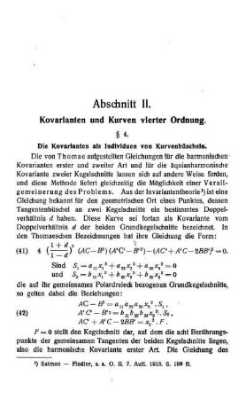 Abschnitt II. - Kovarianten und Kurven vierter Ordnung.