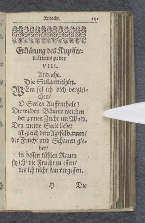 Die achte Andacht / über das Hohelied Salomonis.
