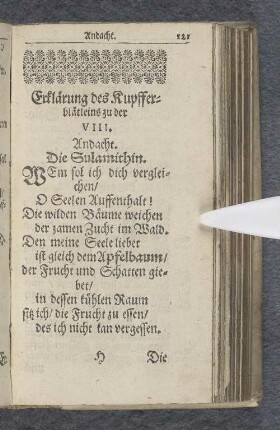 Die achte Andacht / über das Hohelied Salomonis.