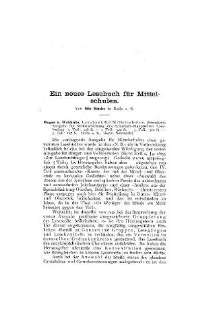 Ein neues Lesebuch für Mittelschulen