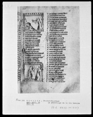 Le pélerinage de la vie humaine — Zwei Miniaturen, Folio 56recto