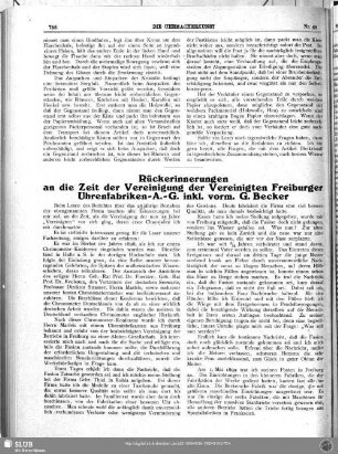 Rückerinnerungen an die Zeit der Vereinigung der Vereinigten Freiburger Uhrenfabriken-A.-G. inkl. vorm. G. Becker