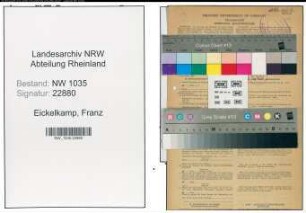 Entnazifizierung Franz Eickelkamp , geb. 28.04.1902 (Hauer)