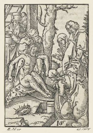 Beweinung Christi, aus: "Passio unsers Herren Jhesu Christi", Nürnberg 1553, S. F3 verso