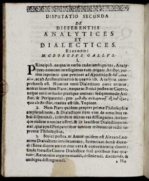 Disputatio Secunda De Differentiis Analytices Et Dialectices.