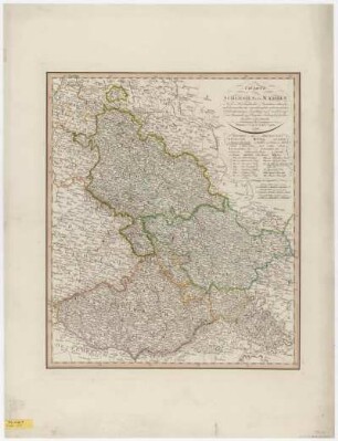 Karte von Schlesien und Mähren, 1:820 000, Kupferstich, 1799
