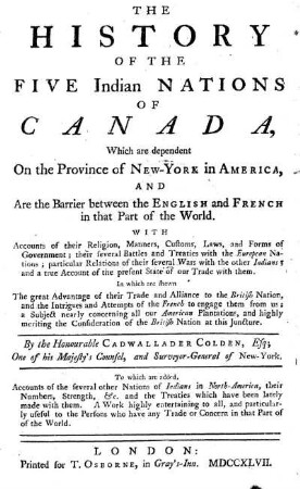 The history of the five Indian nations of Canada
