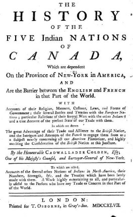The history of the five Indian nations of Canada
