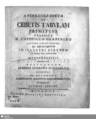 1: Animadversorum Ad Cebetis Tabulam ...
