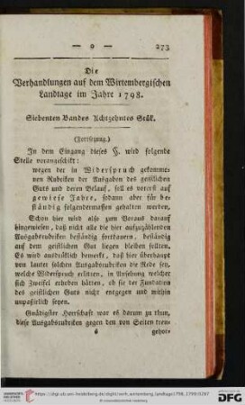 Siebenten Bandes Achtzehntes Stuek.