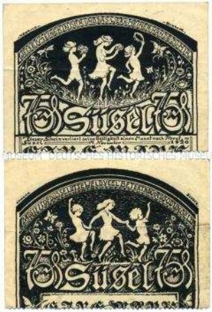75 Pfennig, Notgeldschein der Gemeinde Süsel