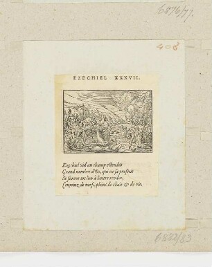 Ezechiels Vision von der Wiedererweckung der Toten, aus: Claude Paradin, "Quadrins historiques de la Bible", Lyon 1558
