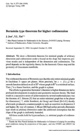 Bernstein type theorems for higher codimension