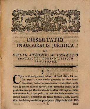 Diss. inaug. iur. de obligatione a vasallo contracta, domino directo praestanda